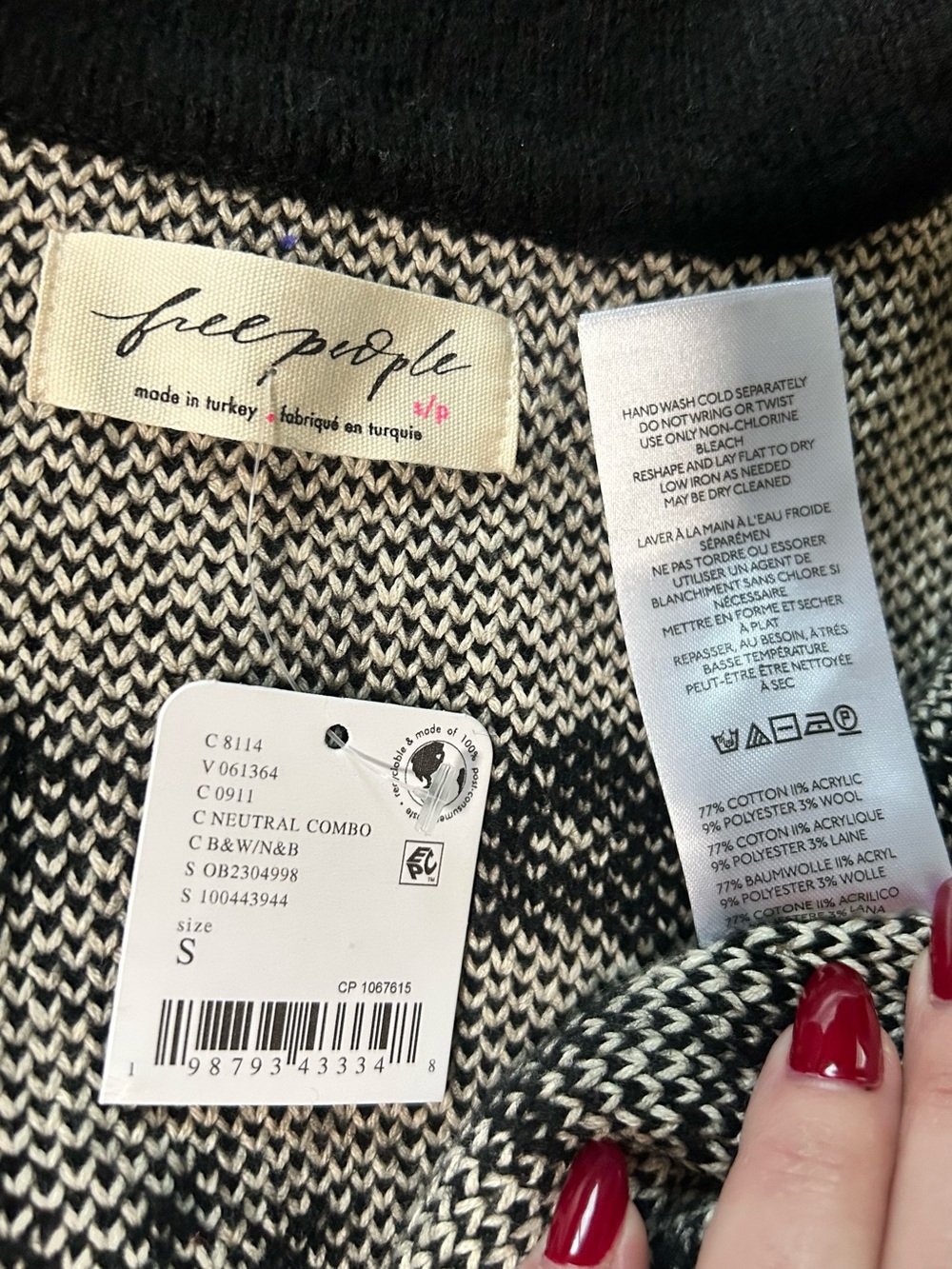 NWT Free People Shelby Cardigan Sweater in Neutral Combo - Picture 4 of 15